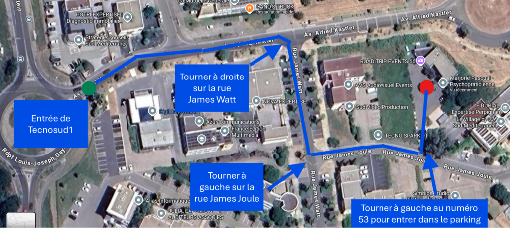 plan détaillé de l'accès au cabinet de Marjorie Pascual à Perpignan Tecnosud1